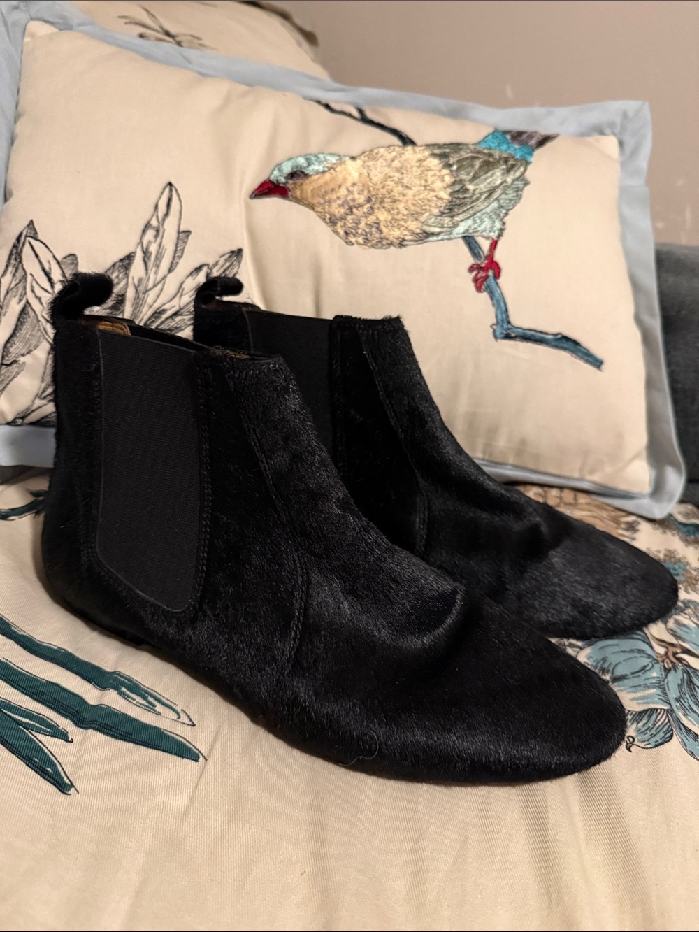 Isabel Marant Black Faux-Haircalf Chelsea Ankle Boots